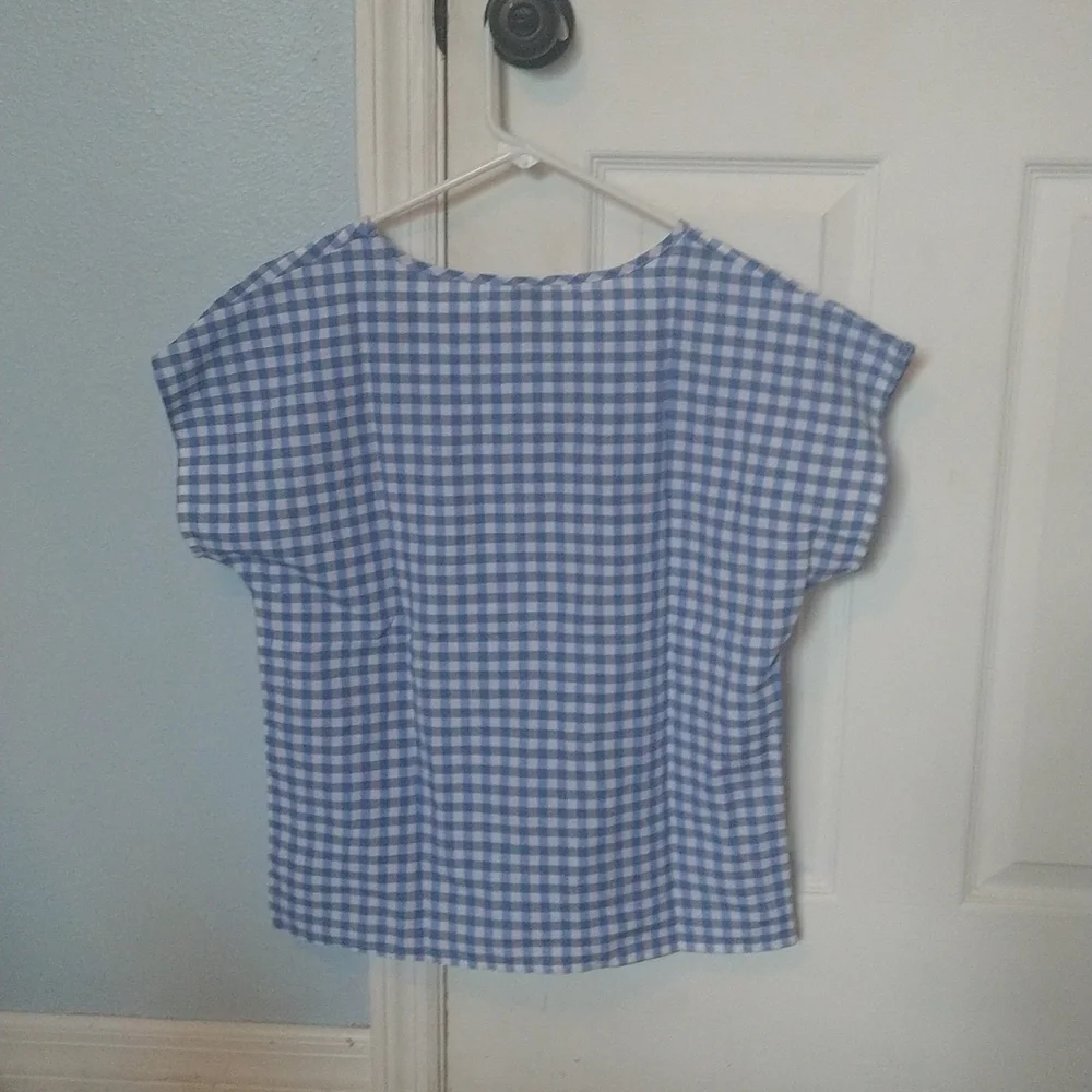 Blue and white plaid shirt - Picture 3 of 4